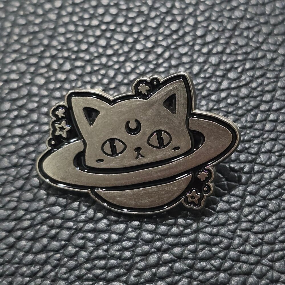 Killstar ✦ Cat Planet Enamel Pin ✦ Celestial Occult Cosmic Feline Graphic OS